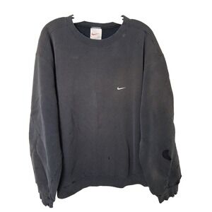Vintage 90s Nike Thrashed Sweatshirt‎ XXL Faded Holes Grunge Indie Sleaze Street